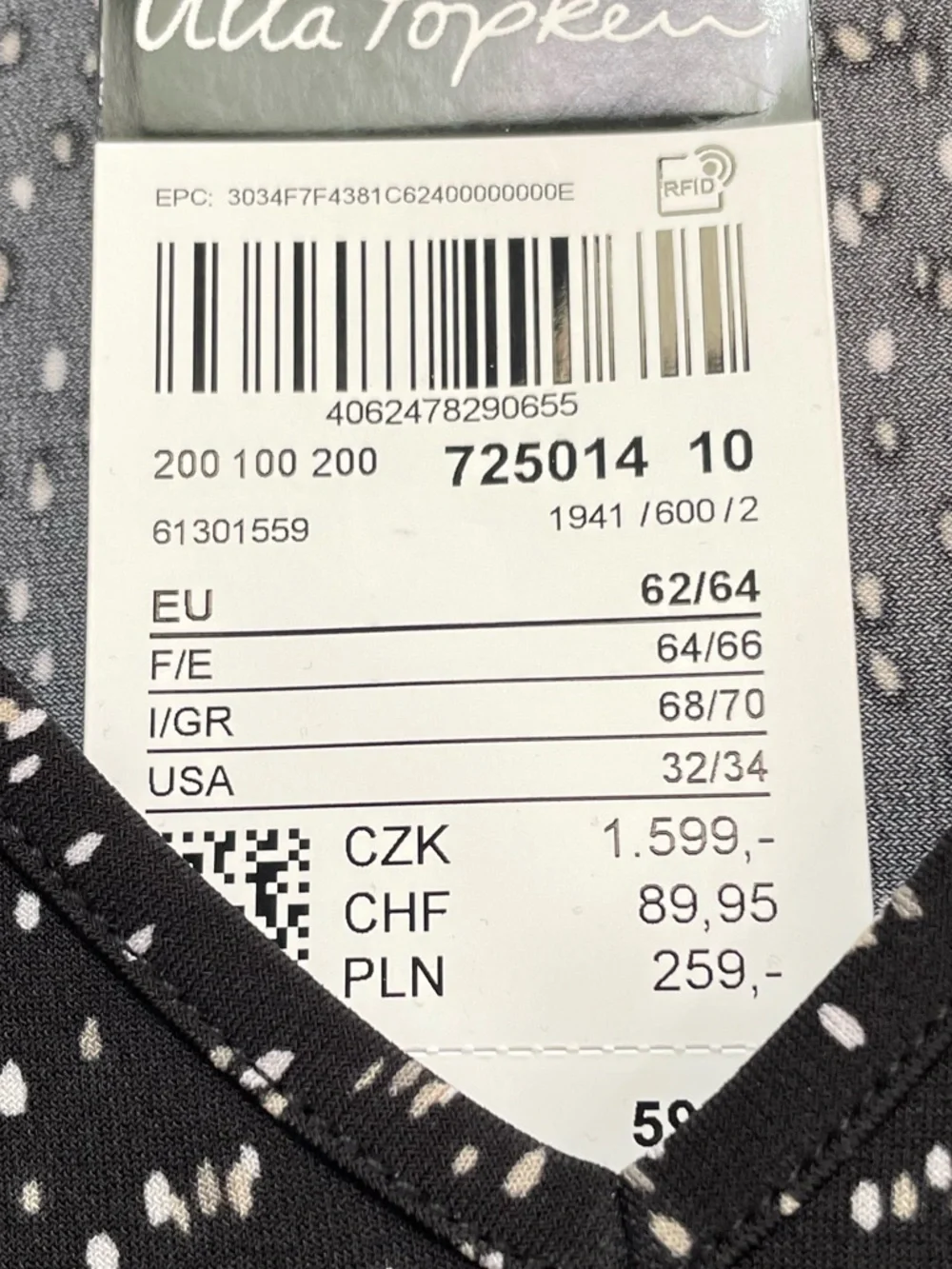 NWT Ulla Popken Stretch Black Dotted  Long Sleeve V Neck Mini Dress Top Coverup - Picture 3 of 10